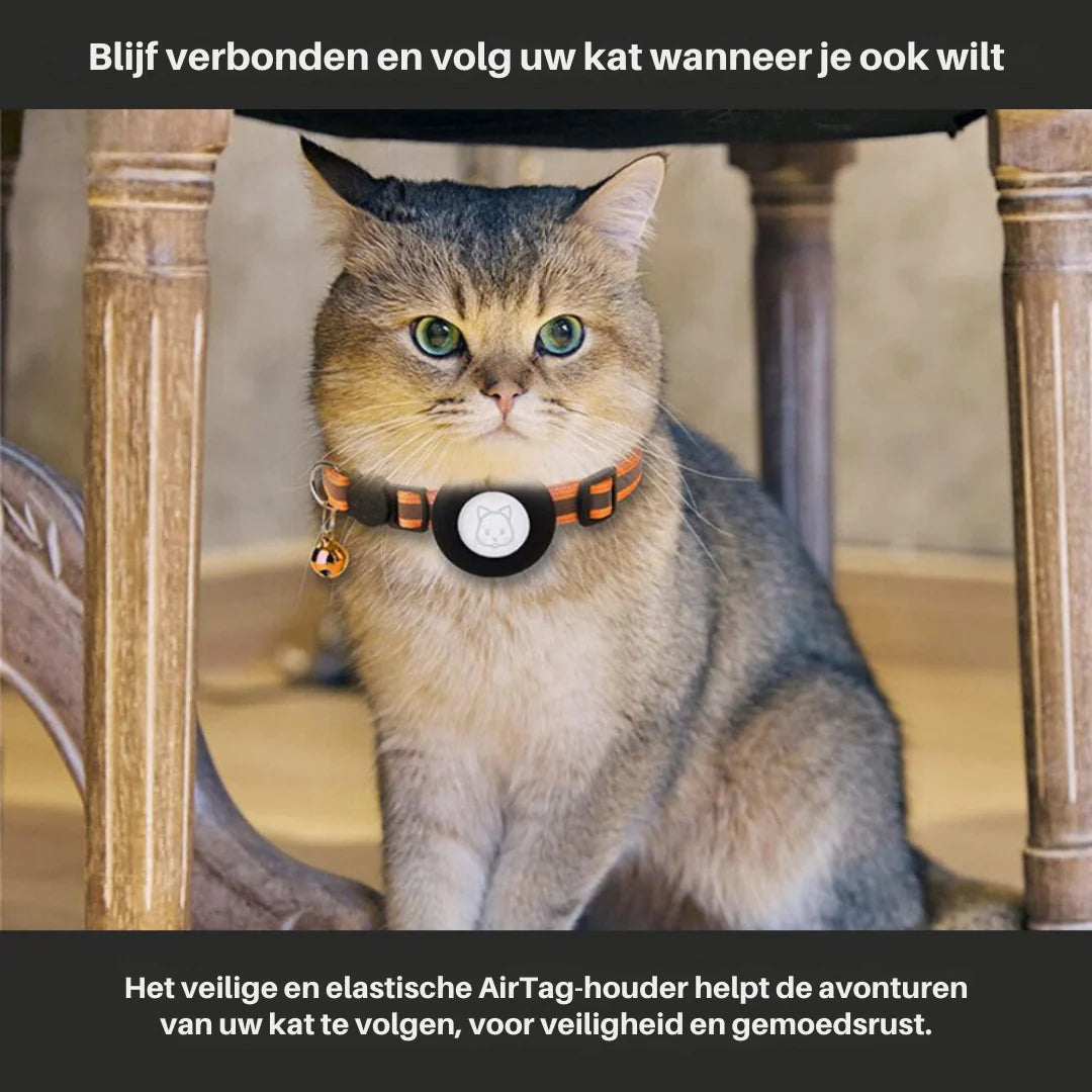 CAT GPS Tracking Collar with Quick-Release Fastener and Reflective Design for Improved Nighttime Visibility