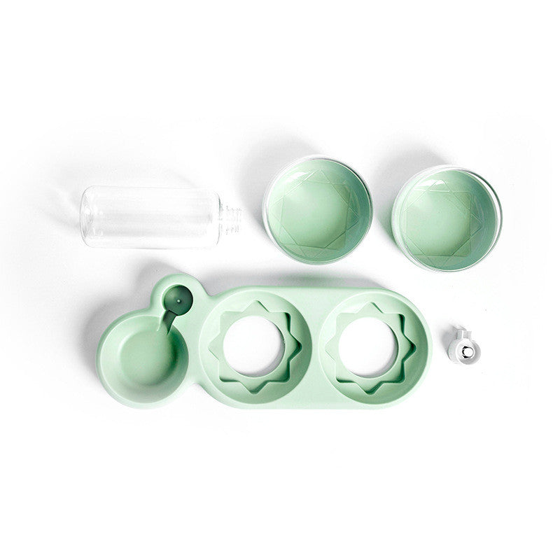 Pet Cat Bowl Automatic Feeder Dog Cat Food Bowl with Water Fountain Double Bowl Drinking Raised Stand